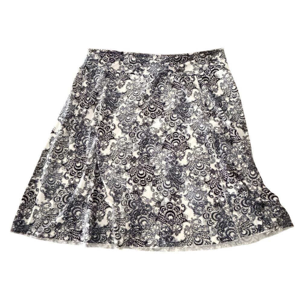 Tranquility sz XXL A line skirt black white pattern plus size summer knee length